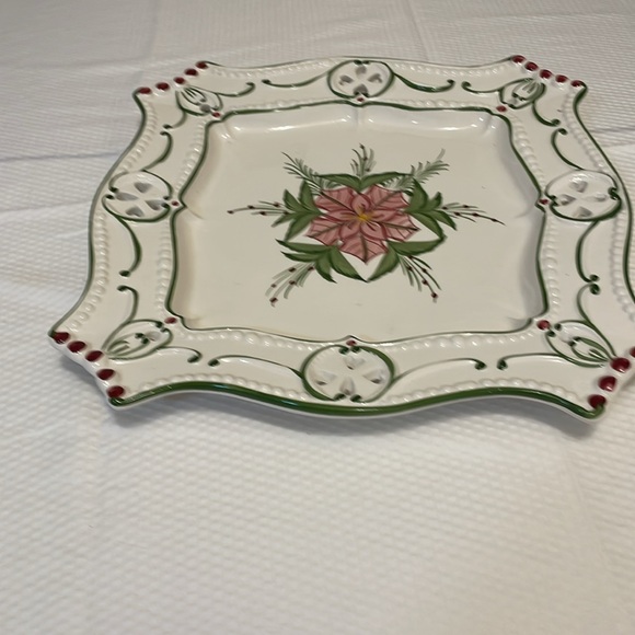 Hand Painted Poinsettia Christmas Platter - Picture 2 of 6